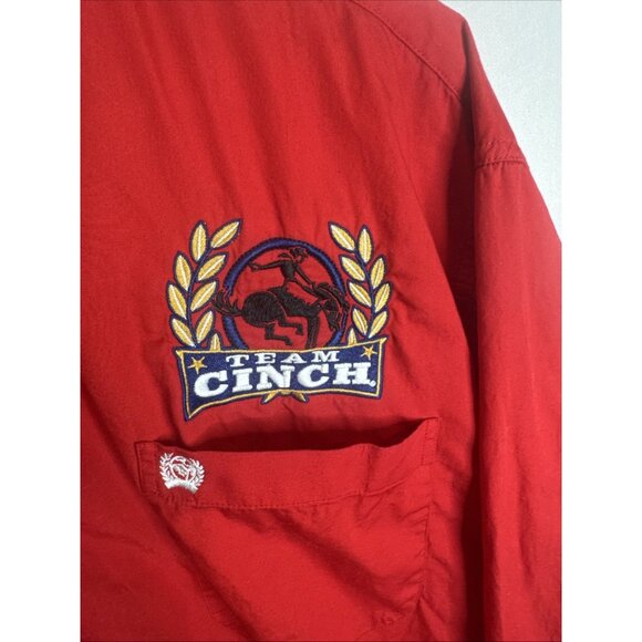 Cinch Rodeo Shirt Men Large Red Embroidered Western Button Down - Picture 4 of 12